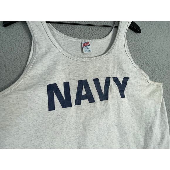 Vintage Soffe Shirt NAVY Tank Top XL Gray USA Made Distressed Military Gym Shirt - Picture 5 of 7
